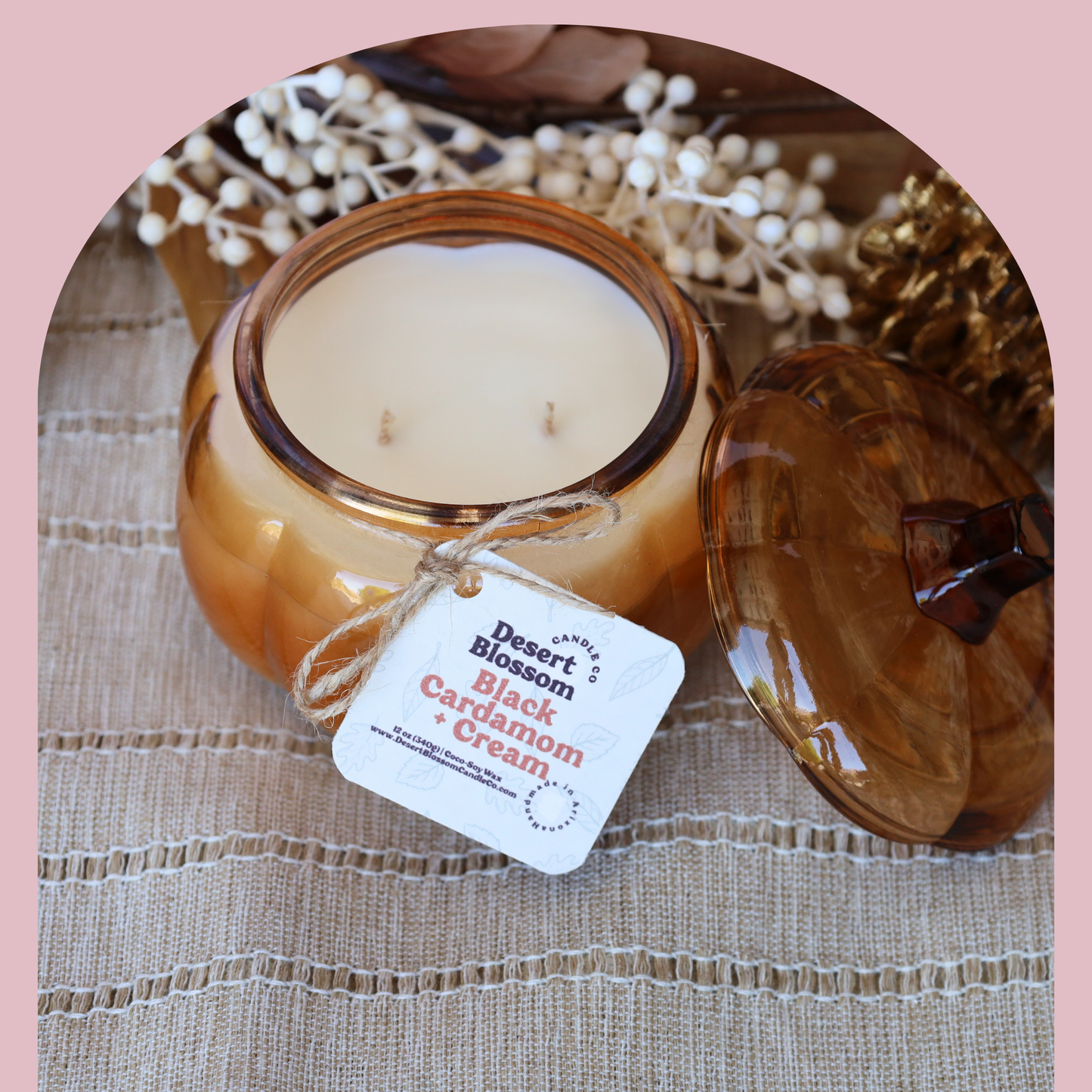 Black Cardamom & Cream | 12 oz Amber Pumpkin Candle