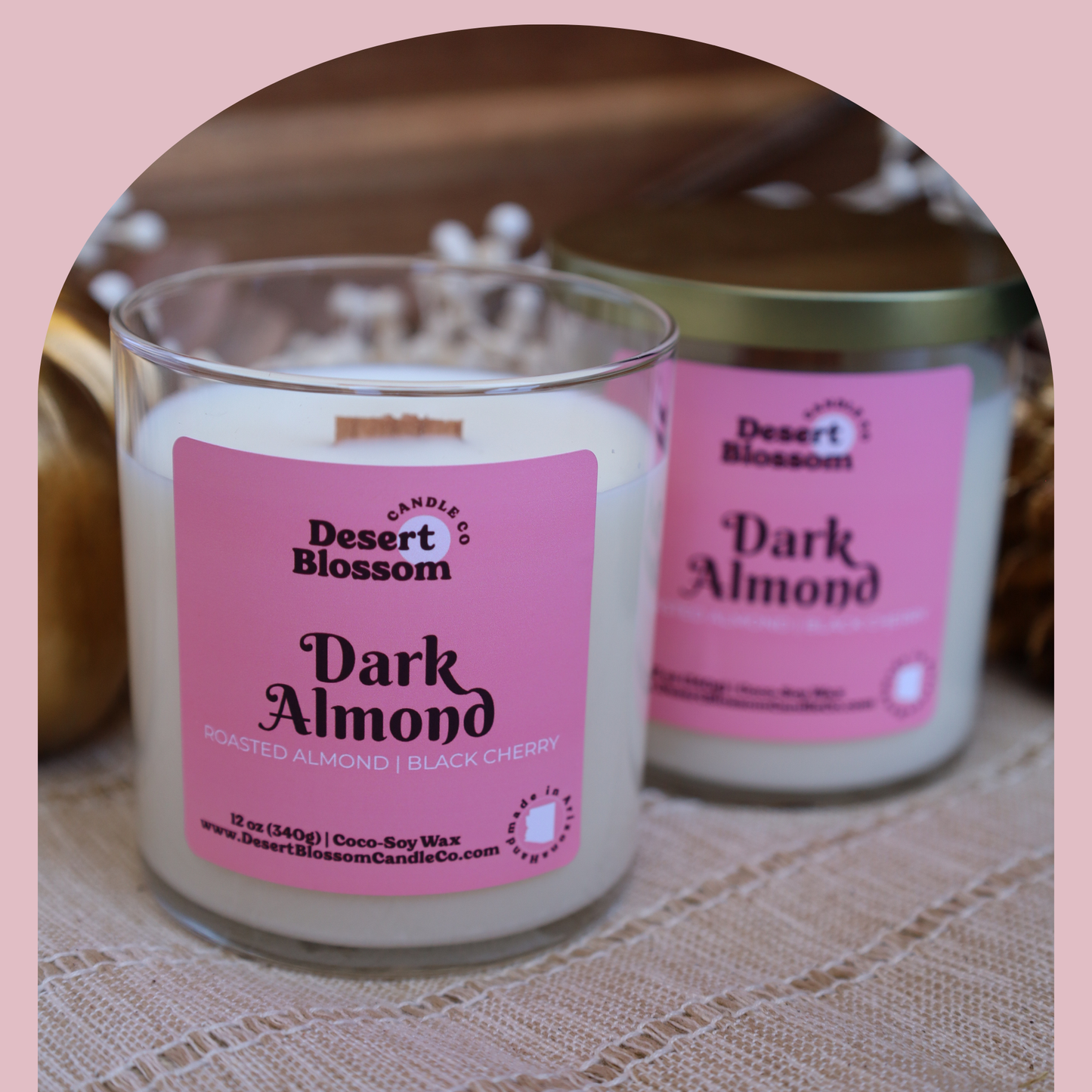 Dark Almond | Cherry Almond Wood Wick Candle